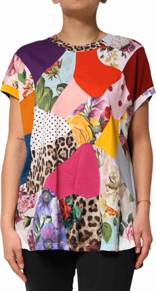 Dolce & Gabbana Multicolor Patchwork Cotton Silk Blouse Top