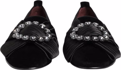 Black VATICANO Crystal Ribbon Slip On Shoes