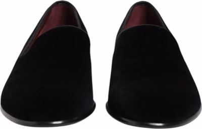 Black Velvet Slip On Loafers Men Formal Shoes