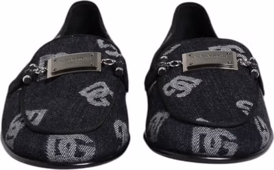 Blue Logo Cotton Loafers Formal Dress Shoes