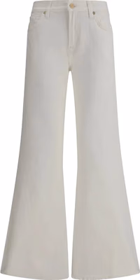 Beige Cotton Flared Jeans