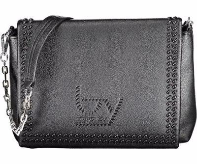 Black Polyurethane Women's Shoulder Bag