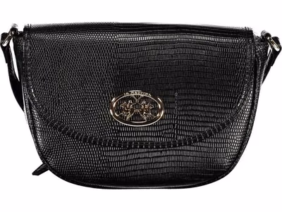Black Polyurethane Women's Shoulder Bag