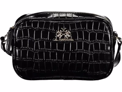 Black Polyurethane Women Shoulder Bag