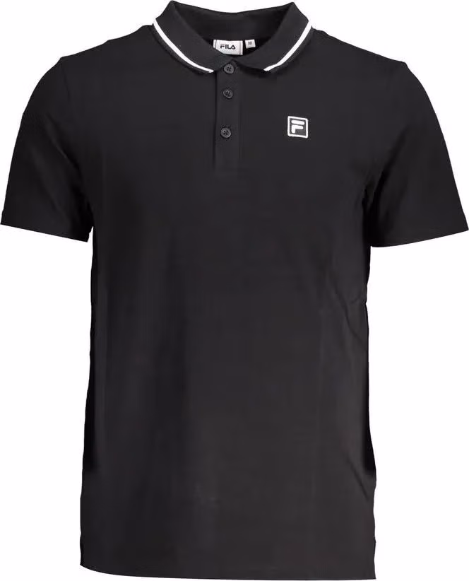 Fila Black Cotton Men Polo Shirt