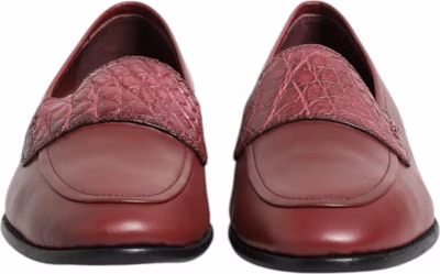 Burgundy Leather Formal Slip On Shoes