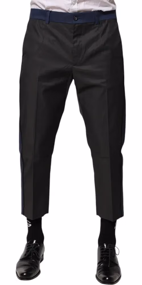 Dolce & Gabbana Gray Blue Cotton 3/4 Chinos Crop Trouser Pants