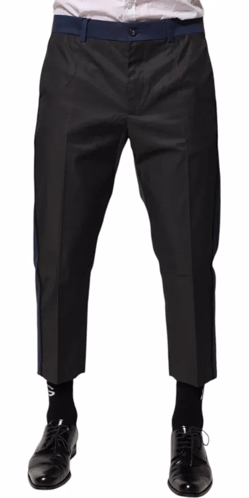 Dolce & Gabbana Gray Blue Cotton 3/4 Chinos Crop Trouser Pants