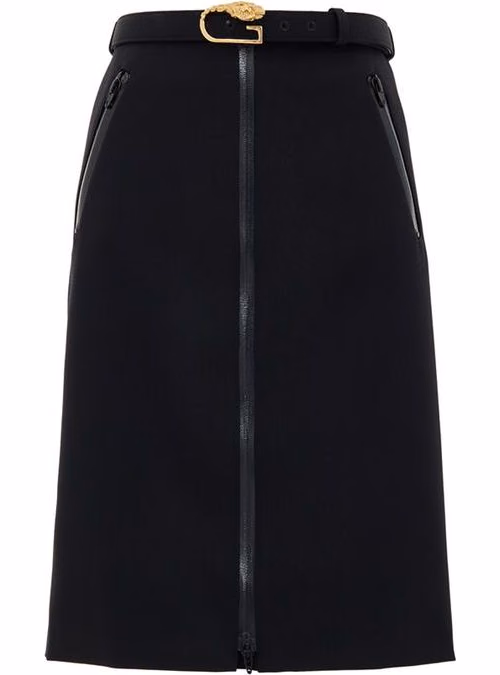 Gucci Black Wool Midi Skirt