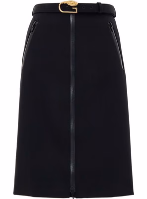 Black Wool Midi Skirt