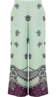 Green Silk Casual Pants