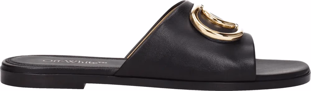 Off-White Black Leather Slippers