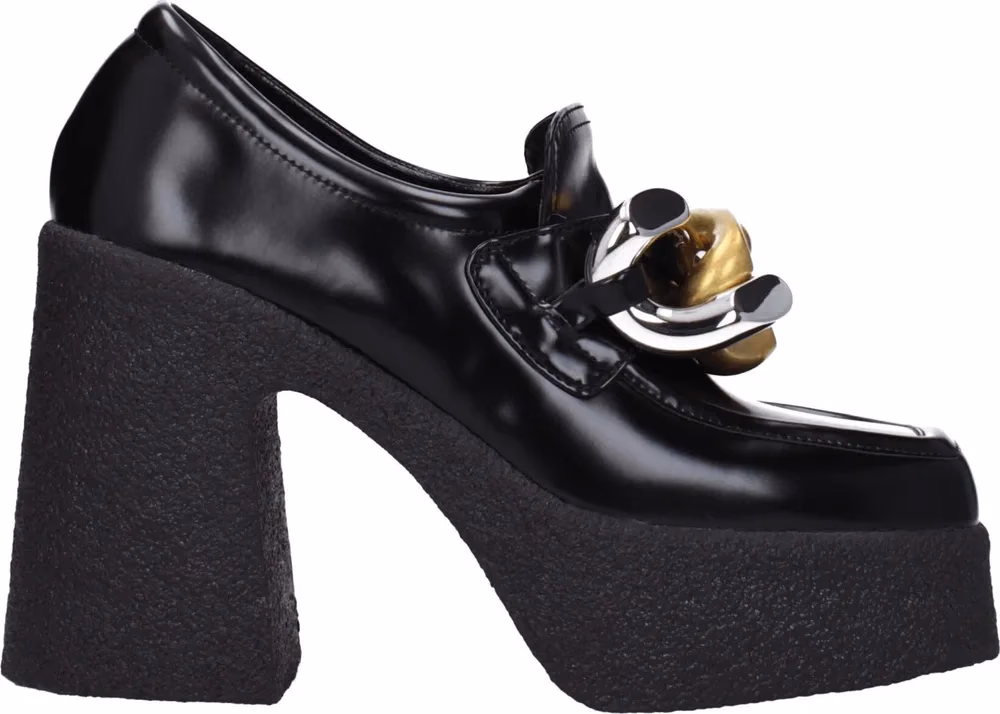 Stella McCartney Black Leather Platform Loafers
