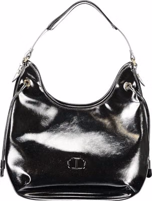 Black Polyurethane Women Hobo Bag
