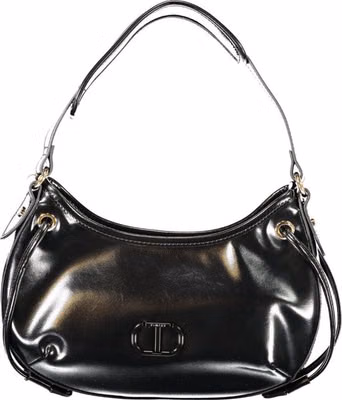 Black Polyurethane Women Hobo Bag