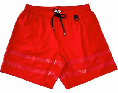 Red Polyester Men Swim Short