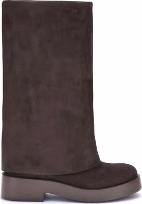 Brown Polyester Flat Boots