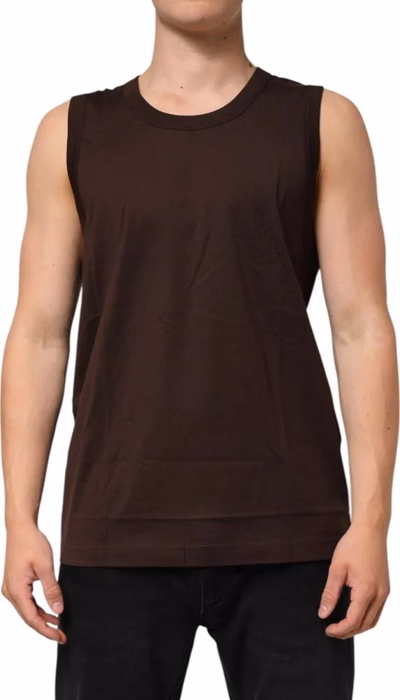 Dolce & Gabbana Brown Cotton Sleeveless Underwear Men Tank Top