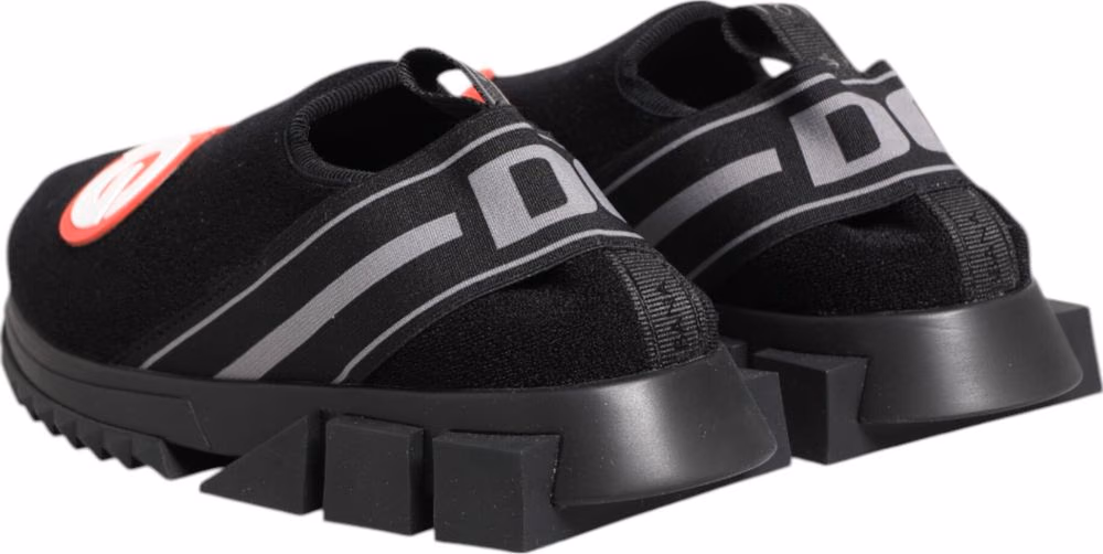 Dolce & Gabbana Black Grey Slip On Sorrento Sneakers Shoes