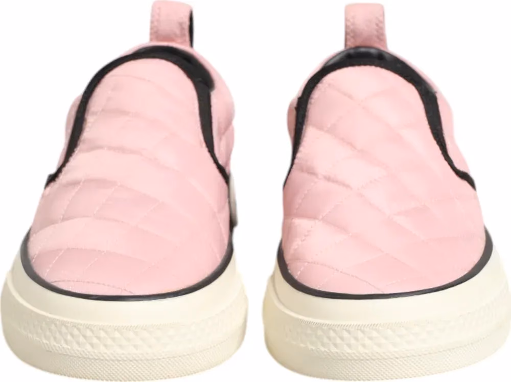 Dolce & Gabbana Pink Quilted Nylon Slip-On Sneaker Shoes