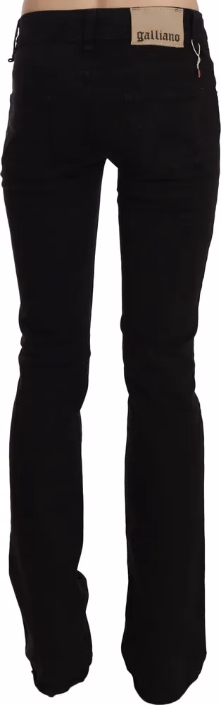 John Galliano Black Low Waist Slim Leg Skinny Denim Casual Pants Jeans
