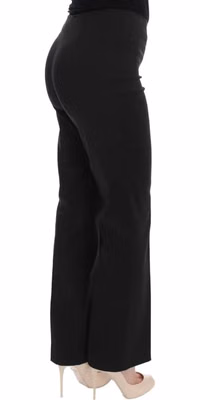 Black Stretch Straight Fit Dress Trousers Pants