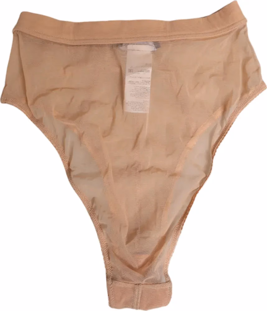Dolce & Gabbana Beige Sheer Mesh High Waist Briefs Underwear