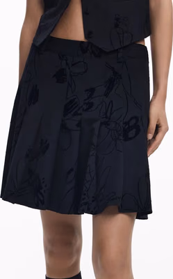 Black Polyester Women Skirt