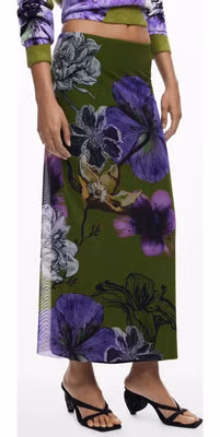 Verde Polyester Women Skirt with Elastic Waist