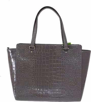 Grey Croc Embossed Leather Elissa Bristol Drive Tote Handbag Bag