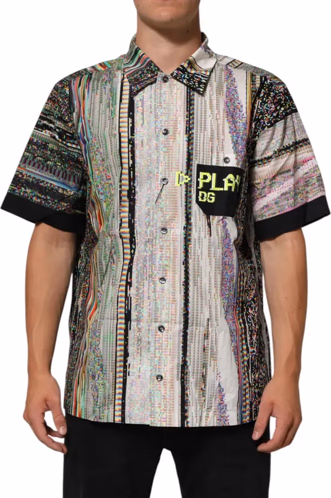 Dolce & Gabbana Multicolor Graphic Collared Casual Shirt