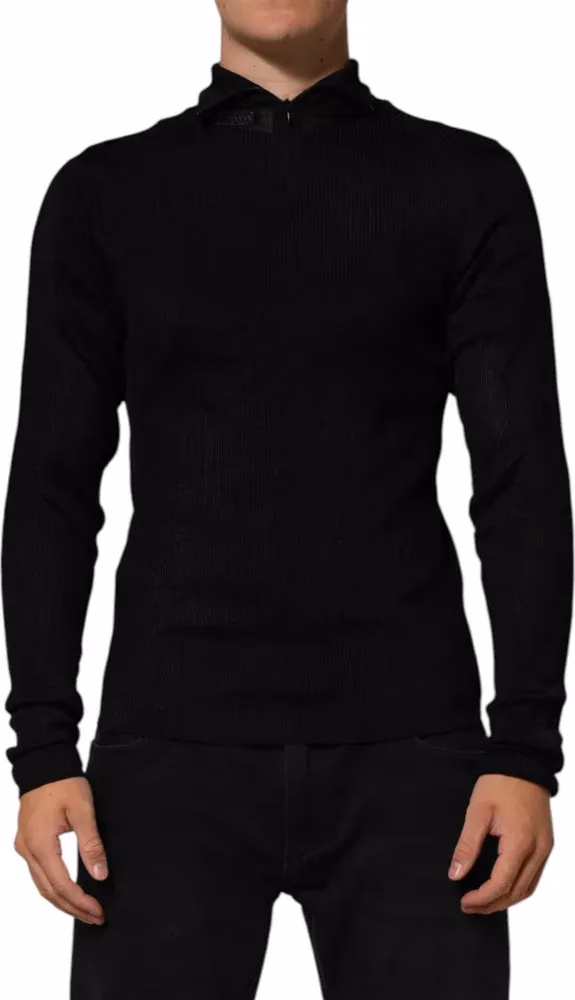 Dolce & Gabbana Black Viscose Turtle Neck Pullover Sweater