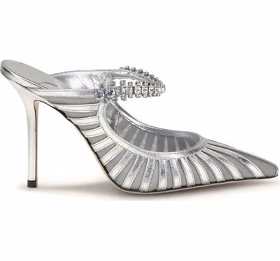 Silver Leather High Heel Pumps