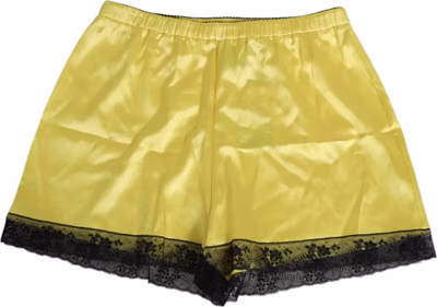 Yellow Satin Silk Mid Waist Underwear Shorts