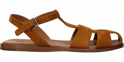 Brown Leather Flat Sandals