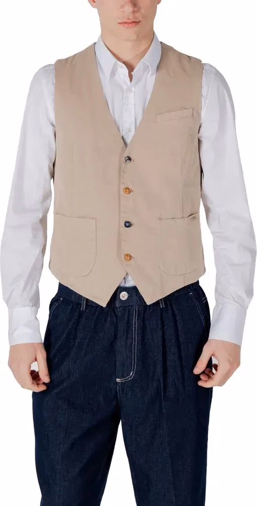 Gianni Lupo Beige Cotton Waistcoat
