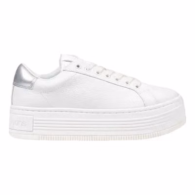 Silver Leather Platform Sneakers