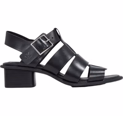 Black Polyester Flat Sandals