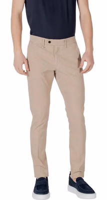 Beige Cotton Skinny Pants