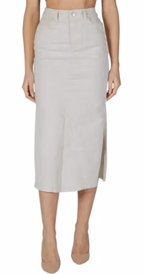 Cream Cotton Long Skirt