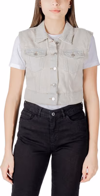 Light Blue Cotton Sleeveless Jacket