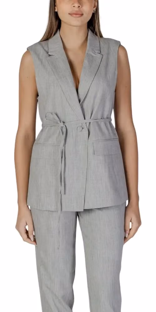 Vila Clothes Gray Recycled Polyester Waistcoat