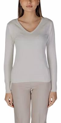 Cream Viscose Long Sleeve T-Shirt