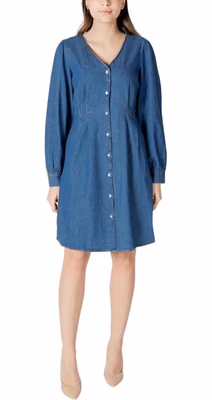 Blue Cotton Short Dress