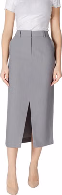 Gray Polyester Long Skirt