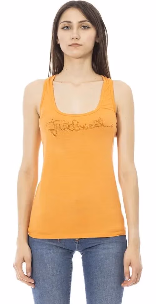 Just Cavalli Orange Viscose Women's Top