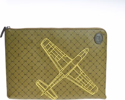 Green Leather Men Clutch