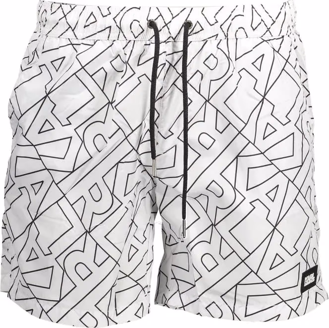 Karl Lagerfeld Bianco Polyester Men's Swim Boxer