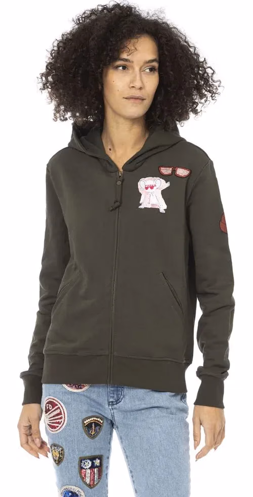 Mr&Mrs Italy Green Cotton Women Hoodie