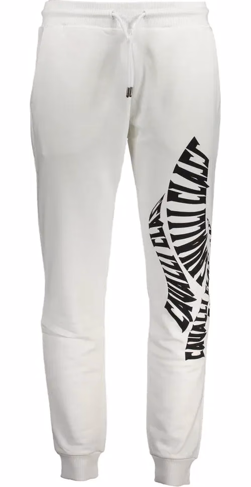 Cavalli Class Bianco Cotton Men Sport Pant